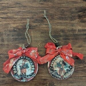 🌻Handmade Vintage Children Christmas Tree Ornaments-Set Of 2- Victorian-